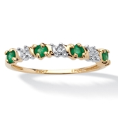 .32 TCW Genuine Round Emerald and Diamond accent Band in 10k Gold