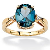 PalmBeach 4.51 TCW Genuine London Blue Topaz Ring in Gold-Plated Sterling Silver