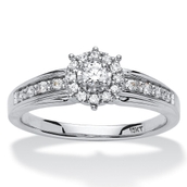 1/4 TCW Round Diamond Halo Engagement Ring in 10k White Gold