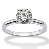 1.08 TCW Round Cubic Zirconia Sterling Silver Bridal Engagement Solitaire Ring
