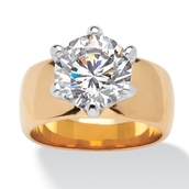 4 TCW Round Cubic Zirconia Solitaire Engagement Anniversary Ring in 18k Gold-Plated