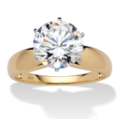 3.50 TCW Round Cubic Zirconia 10k Yellow Gold Solitaire Bridal Engagement Ring