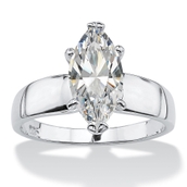 2.11 TCW Marquise-Cut Cubic Zirconia Sterling Silver Solitaire Ring