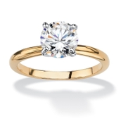 2.00 Carat Round Cubic Zirconia Solitaire Engagement Ring in 18k Gold-Plated
