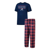 Concepts Sport Men's Navy/Red Atlanta Braves Badge T-Shirt & Pants Sleep Set