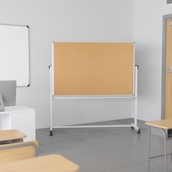 Flash Furniture Reversible Mobile Cork Board & Whiteboard-Pen Tray