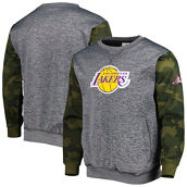 Fanatics Branded Men's Heather Charcoal Los Angeles Lakers Camo Stitched Sweatshirt