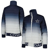 The Wild Collective Women's Navy/Silver Dallas Cowboys Color Block Full-Zip Puffer Jacket