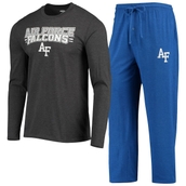 Concepts Sport Men's Royal/Heathered Charcoal Air Force Falcons Meter Long Sleeve T-Shirt & Pants Sleep Set
