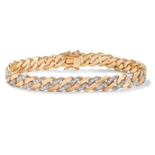 Men's Diamond Accent Curb-Link Bracelet Yellow Gold-Plated 9.5
