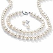 PalmBeach 3-Piece Cultured Freshwater Pearl Sterling Silver Jewelry Set