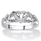 Diamond Accent Interlocking Hearts Promise Ring in Platinum-plated Sterling Silver