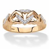 Diamond Accent Two-Tone Interlocking Hearts Ring in 18k Gold-plated Sterling Silver