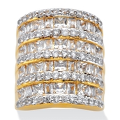 PalmBeach 6.26 TCW Baguette and Round Cubic Zirconia Gold-Plated Channel Ring