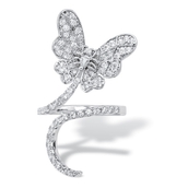 PalmBeach Platinum-Plated Pear-Cut Cubic Zirconia Butterfly Wraparound Ring