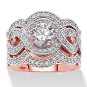 2.37 TCW Round Cubic Zirconia Bridal Ring Set in Rose Gold-plated Sterling Silver
