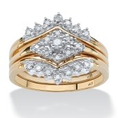 1/5 TCW Round Diamond 3-Piece Bridal Set in Solid 10k Yellow Gold