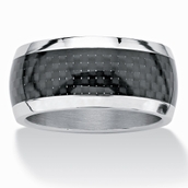 Men's Black Checkerboard Motif Band in Ion-Plated Stainless Steel (11mm) Sizes 7-16