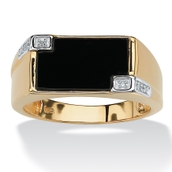 PalmBeach Men's Onyx Rectangular Ring in 14k Yellow Gold-plated Sterling Silver