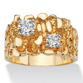 Men's 1.05 TCW Round Cubic Zirconia Nugget Ring Gold-Plated