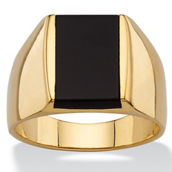 Men's Emerald-Cut Genuine Black Onyx Classic Ring Gold-Plated
