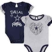 Outerstuff Newborn & Infant Navy/Gray Dallas Cowboys Two-Pack Too Much Love Bodysuit Set