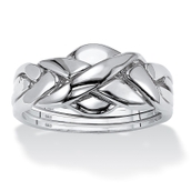 Commitment Symbol Puzzle Ring in Platinum-plated Sterling Silver