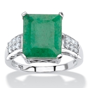 PalmBeach 5.65 TCW Genuine Emerald & White Topaz Ring in Sterling Silver