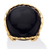 Genuine Black Onyx Gold-Plated Cabochon Pillow Ring