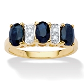 PalmBeach 1.86 TCW Oval-Cut Genuine Blue Sapphire Gold-Plated Sterling Silver Ring