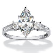 Marquise-Cut Cubic Zirconia Engagement Ring (2.56 TCW ) in Solid 10k White Gold