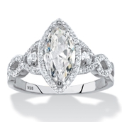 PalmBeach Marquise-Cut Sterling Silver Cubic Zirconia Halo Engagement Ring