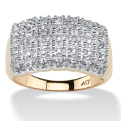 1/5 TCW Pave Diamond Cluster Ring in Solid 10k Yellow Gold