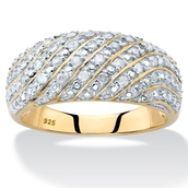 Pave Diamond Multi-Row Dome Ring 1/4 TCW in 14k Gold-plated Sterling Silver