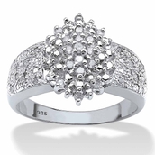 PalmBeach 1/4 Cttw. Diamond Platinum-plated Silver Marquise-Shaped Cluster Ring