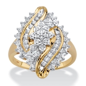 Round Diamond Cluster Bypass Ring 1/3 TCW in 18k Gold-plated Sterling Silver