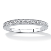Diamond Accent Single Row Ring Band in Platinum-plated Sterling Silver