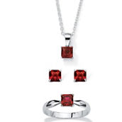PalmBeach 3-Piece Birthstone Sterling Silver Necklace, Earring and Ring Set 18