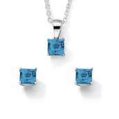 Princess-Cut Simulated Birthstone Jewelry Set in .925 Sterling Silver