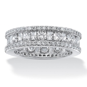 PalmBeach 3.22 TCW Cubic Zirconia Eternity Ring Platinum-plated Sterling Silver