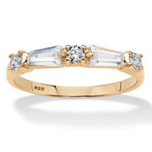 PalmBeach Gold-plated Sterling Silver Baguette Cubic Zirconia Wedding Ring