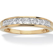 PalmBeach .81 TCW Channel-Set CZ Ring in 18k Yellow Gold-plated Sterling Silver
