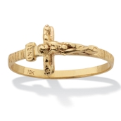 Stackable Crucifix Ring 10K Solid Yellow Gold