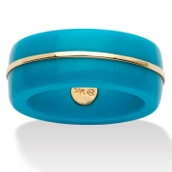 Round Viennese Turquoise 14k Yellow Gold Ring Band