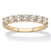 Round Cubic Zirconia Wedding Anniversary Band Ring .70 TCW in Solid 10k Yellow Gold