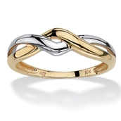 10k Yellow Gold Two-Tone Twisted Crossover Ring