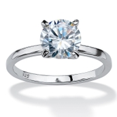 2 TCW Round Cubic Zirconia Solitaire Engagement Anniversary Ring in Sterling Silver