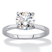 PalmBeach Created White Sapphire Platinum-plated Silver Engagement Ring