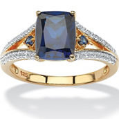 PalmBeach 2.50 TCW Created Blue Sapphire and CZ Ring in Gold-plated Sterling Silver