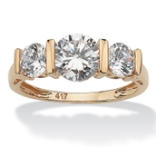 PalmBeach 2.50 TCW Round Cubic Zirconia 10k Gold 3-Stone Bridal Engagement Ring